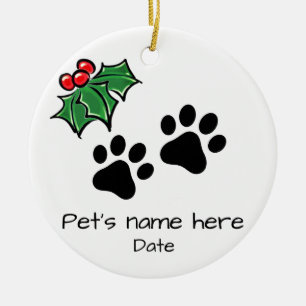 Décoration En Céramique Cute animal de Noël Chat / Chien empreintes de pat