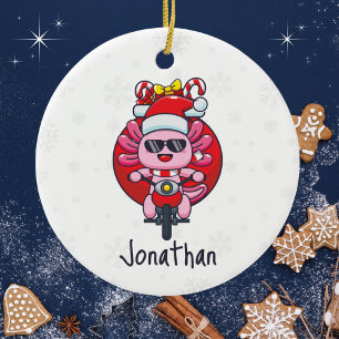 Décoration En Céramique Cute Axolotl équitation d'une moto avec des jouets
