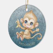 Décoration En Céramique Cute Baby Singe Banane Parties scintillant Bleue P (Gauche)