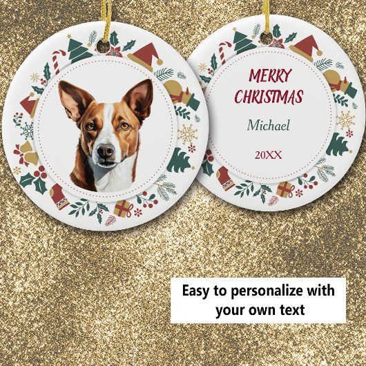 Décoration En Céramique Cute Basenji Noël Images Wreath
