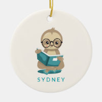 Cute Bookworm Sloth Reading Books Personalized