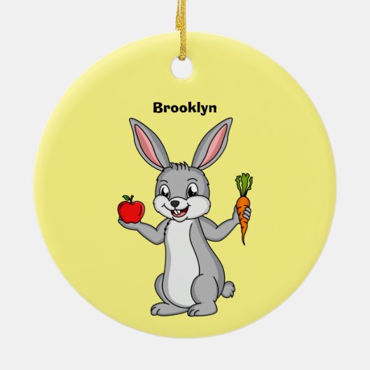 Décoration En Céramique Cute bunny rabbit with vegetables (Dos)