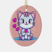 Décoration En Céramique Cute Chat Kitten avec Coeurs Valentine Inspiré | (Droite)