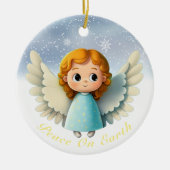 Décoration En Céramique Cute Cherub Baby Girl Angel, Peace On Earth 👼🏻🎄 (Devant)