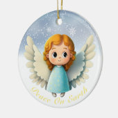 Décoration En Céramique Cute Cherub Baby Girl Angel, Peace On Earth 👼🏻🎄 (Gauche)