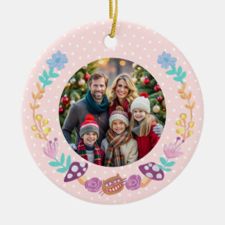 Décoration En Céramique Cute Cheshire Chat Floral Wreath Rose Noël
