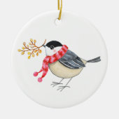 Décoration En Céramique Cute Chickadee with Golden Sprig Personalized name (Devant)