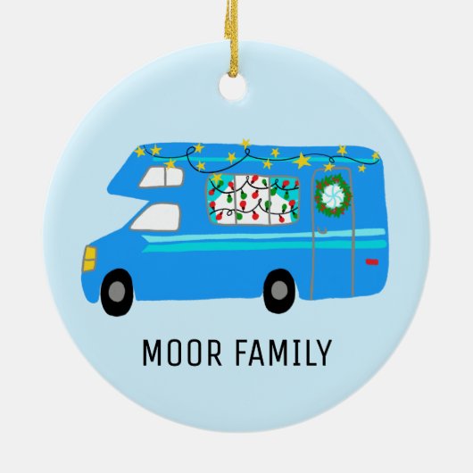 Décoration En Céramique Cute Christmas Camper RV Vacances PERSONNALISÉ (Dos)