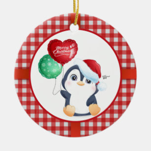 Décoration En Céramique Cute Christmas Penguin