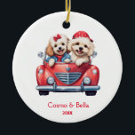 Décoration En Céramique Cute Cockapoo Doodle Chien chiot dans une voiture<br><div class="desc">Apportez la joie et la fantaisie à votre saison de vacances avec notre mignon Cockapo Doodle Dogs dans un ornement de voiture rouge. Cette charmante décoration de Noël présente d'adorables Doodle Dogs dans une voiture rouge festive, créant un ajout charmant et chaleureux à votre décor de vacances. Ajoutez votre sapin...</div>