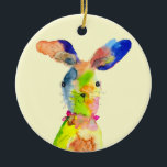 Décoration En Céramique Cute Easter bunny<br><div class="desc">Watercolor original illustration of a cute Easter bunny rabbit in yellow and blue</div>