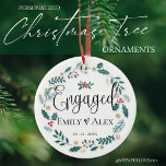 Décoration En Céramique Cute | Engagé | Notre premier Noël<br><div class="desc">Joli Plaid Engagé Notre Premier Ornement En Céramique De Noël. Engagé et célébrant noël pour la première fois en couple, ce mignon "Notre premier Noël" ornement en céramique est un cadeau parfait. Customisez-le en modifiant les noms et la date mariage/fiançailles. Le dos de l'ornement a "nos premiers noël" écrit dans...</div>