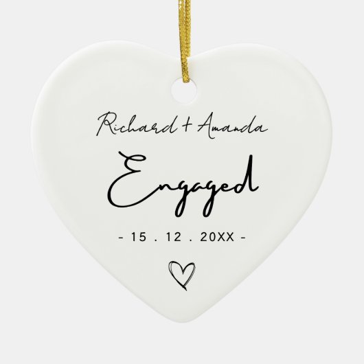 Décoration En Céramique Cute first Christmas engaged minimal (Devant)