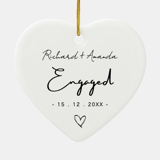 Décoration En Céramique Cute first Christmas engaged minimal (Dos)