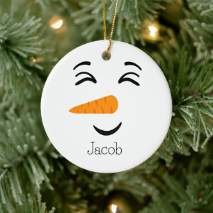 Décoration En Céramique Cute Frosty le Snowman visage souriant