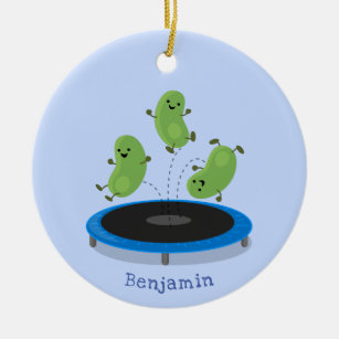 Décoration En Céramique Cute funny green beans on trampoline cartoon