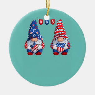 Décoration En Céramique Cute gnomes USA Drapeau Américain Patriotique 4