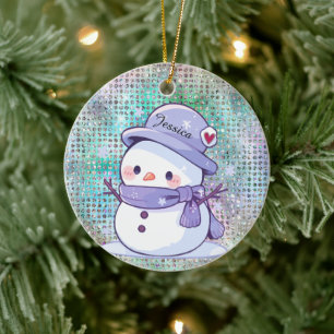 Décoration En Céramique Cute Heart Snow Man Pastel Nom du Motif
