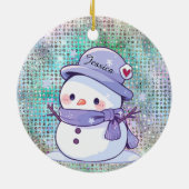 Décoration En Céramique Cute Heart Snow Man Pastel Nom du Motif (Dos)