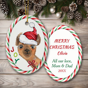 Décoration En Céramique Cute Llama Joy Kids Christmas Ornament
