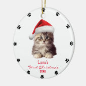 Décoration En Céramique Cute Maine Coon Chat Santa Hat Paw Personnalisé (Gauche)
