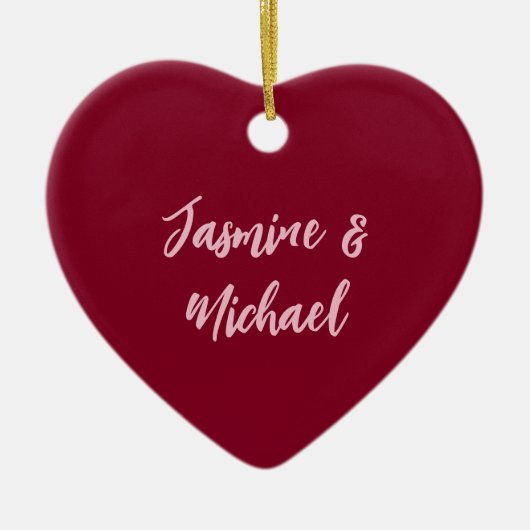 Décoration En Céramique Cute Minimaliste Bourgogne Rouge Calligraphie Nom (Devant)