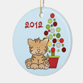 Décoration En Céramique Cute Orange Chat, Holiday Tree sur Blue (Gauche)