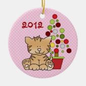 Décoration En Céramique Cute Orange Chat, Holiday Tree sur Rose (Devant)