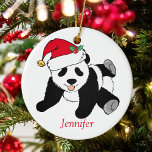 Décoration En Céramique Cute Panda Bear Enfants personnalisés Noël<br><div class="desc">Ce joli Père Noël Panda est un beau cadeau de vacances animal pour un enfant qui aime les ours de panda et les cadeaux de Noël rouges et verts. J'aime les animaux sauvages et un ours de panda de Noël prend le gâteau avec un chapeau de Père Noël rouge !...</div>