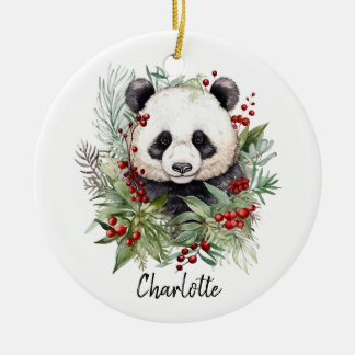 Décoration En Céramique Cute Panda Joyeux Noël Botaniques d'hiver