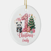 Décoration En Céramique Cute Panda Pink My First Christmas Personalize (Droite)