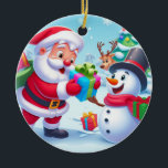 Décoration En Céramique Cute Père Noël et Snowman<br><div class="desc">classique</div>