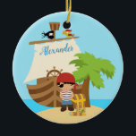 Décoration En Céramique Cute Pirate Boy & A Big Ship Custom<br><div class="desc">Cute pirate boy and a big ship on the isle. C'est un poison idéal. Matching items available in our store.</div>