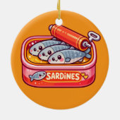 Décoration En Céramique Cute Sardines Can Pink Orange (Dos)