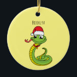 Décoration En Céramique Cute serpent vert avec chapeau santa dessin animé<br><div class="desc">Ce mignon serpent vert est prêt pour la fête de Noël ! Dessiné dans un style de dessin animé amusant.</div>
