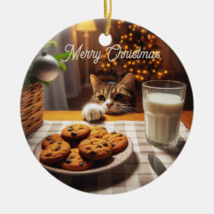 Décoration En Céramique Cute Tabby Cat Reaching pour les cookies Noël