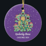 Décoration En Céramique Cute Turtle Christmas Tree Snowy Winter Holiday<br><div class="desc">Cute cartoon animal ornament for kids and children. Perfect for first Christmas celebration with family. You can customize the text for any occasion.</div>