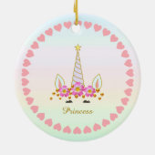 Décoration En Céramique Cute Unicorne, Fleurs, Coeurs & Confetti Or (Dos)