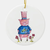 Décoration En Céramique Cute Whimsical Patriotic Cochon (Devant)