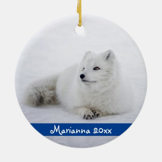 Décoration En Céramique Cute White Arctic Fox dans Snow Ceramic (Dos)