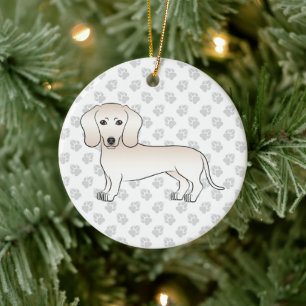 Décoration En Céramique Dachshund à poil lisse crème Chien de dessin animé