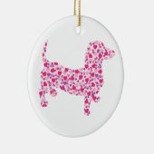 Décoration En Céramique Dachshund aux Coeurs roses (Droite)