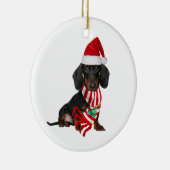 Décoration En Céramique Dachshund Avec Casquette Scaft Noël (Droite)