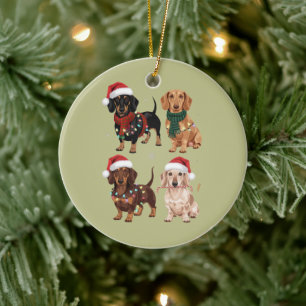 Décoration En Céramique Dachshund Christmas Chien Maman Lover Noël Cadeau