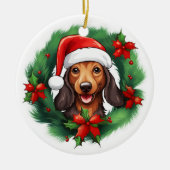 Décoration En Céramique Dachshund Christmas Wreath (Devant)