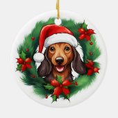 Décoration En Céramique Dachshund Christmas Wreath (Dos)