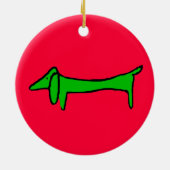Décoration En Céramique Dachshund de Noël vert (Dos)