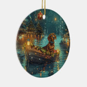 Décoration En Céramique Dachshund Noël Festive Voyage (Droite)
