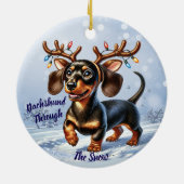 Décoration En Céramique Dachshund Through the Snow (Dos)