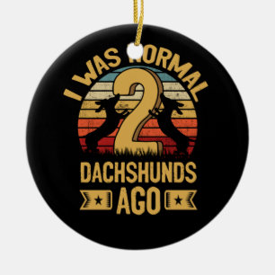 Décoration En Céramique Dachshund Wiener J'Étais Normal 2 Deux Chiens Vin